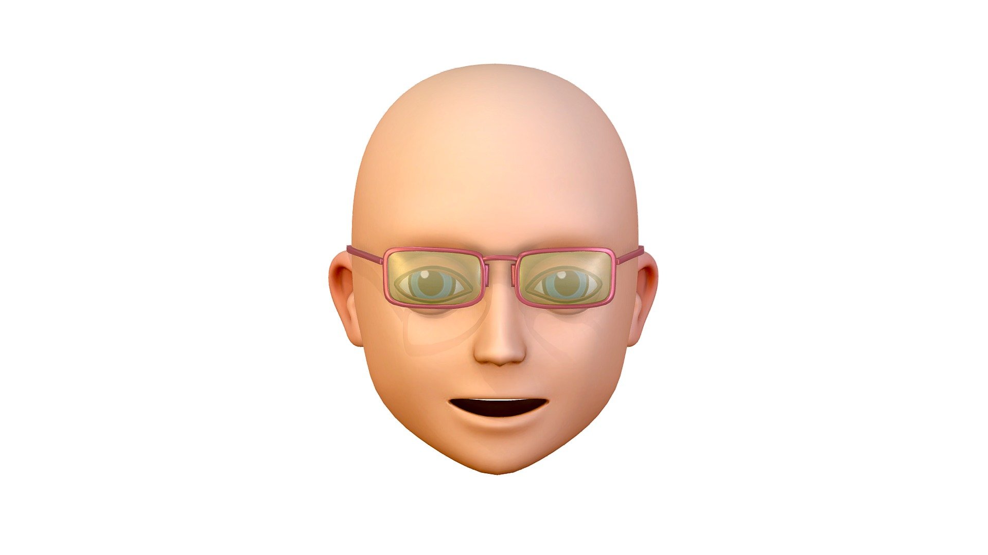 Pink Glasses Young Man Boy Bald Head Icon 3d model