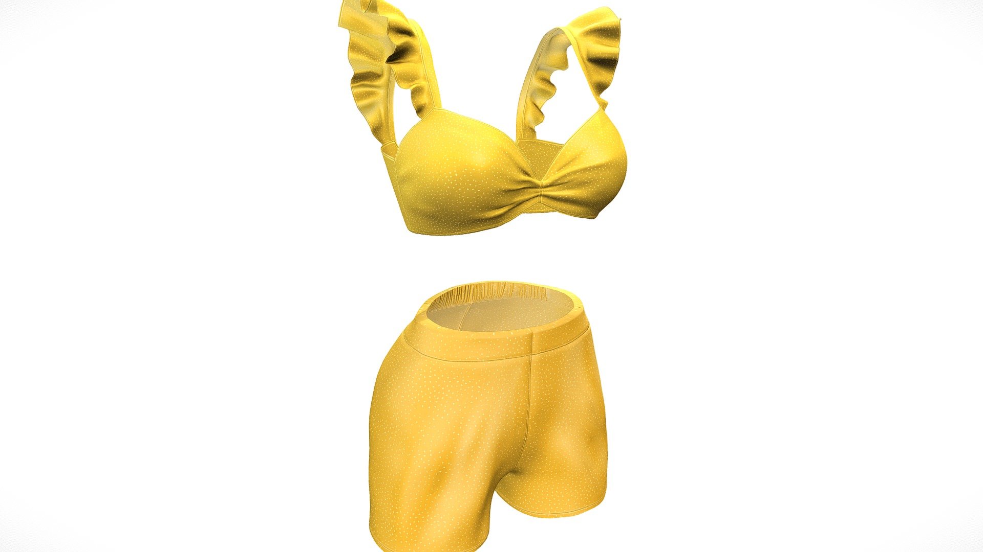 Female Yellow Summer Shorts And Bralette Top 3d model