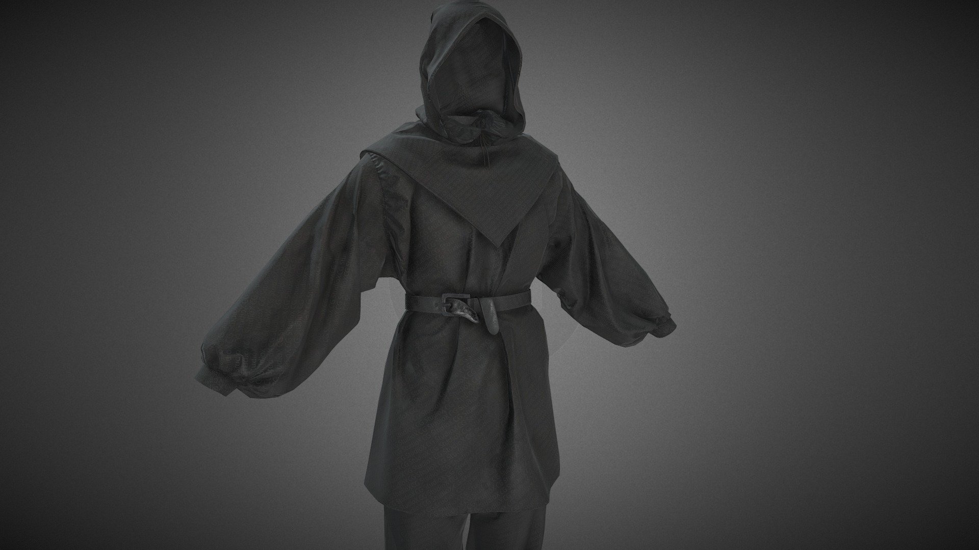 All Black Medieval Outfit 3d model