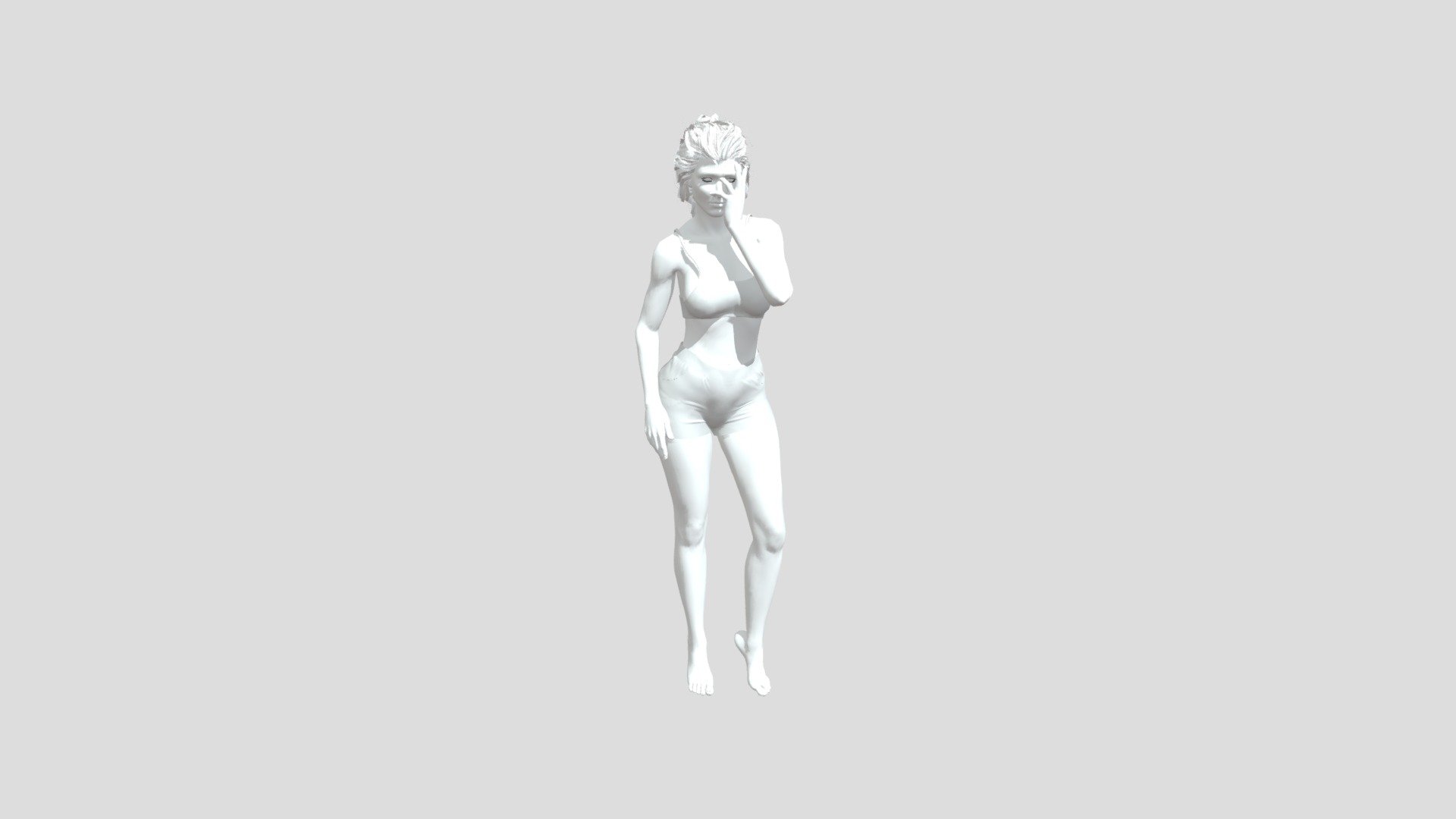 Sport girl with ponytail hair. 3d model