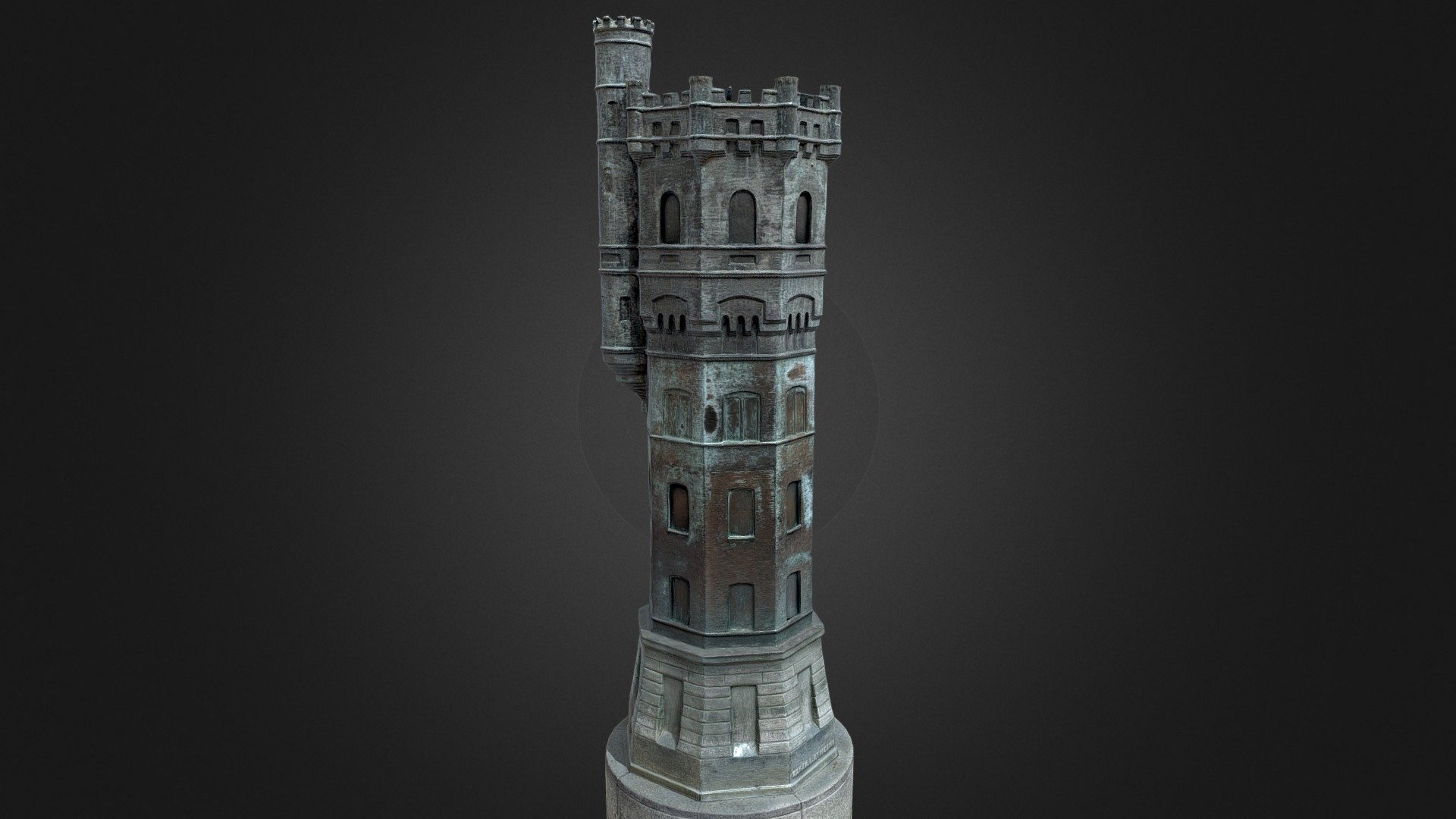 Fountain with a water tower 3d model