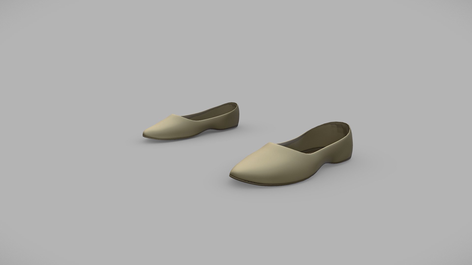 Female Pointy Toe Retro Flat Shoes 3d model