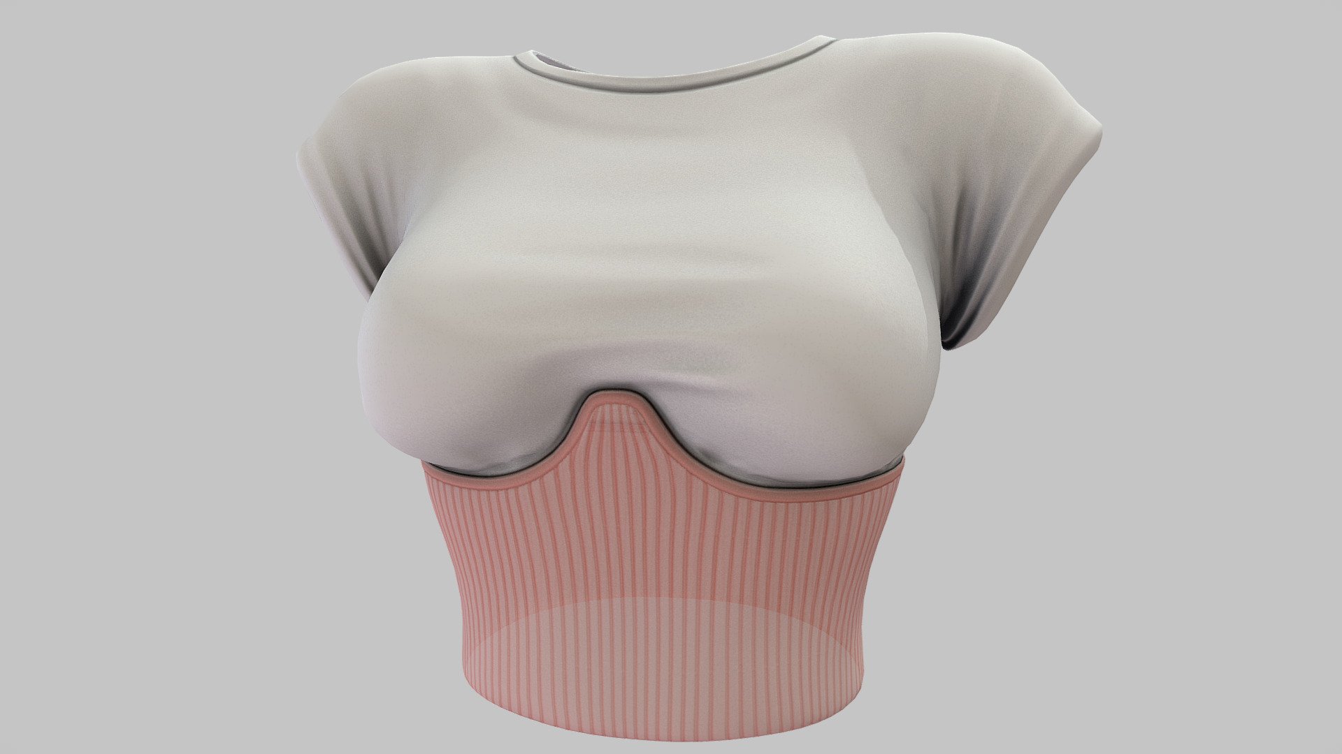 Female Transparent Bottom Crop T-shirt Top 3d model