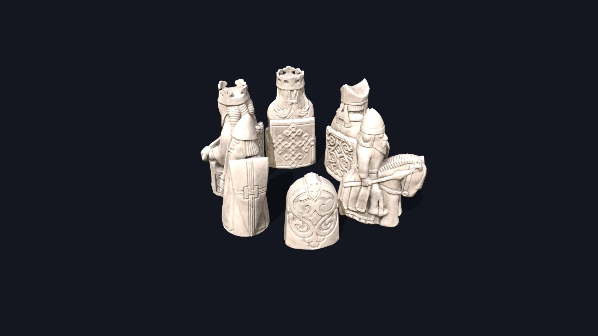 Lewis Chess Set (Free Chess on Steam) 3d model