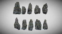 Low poly Gray Cliff Modular Rock 220101