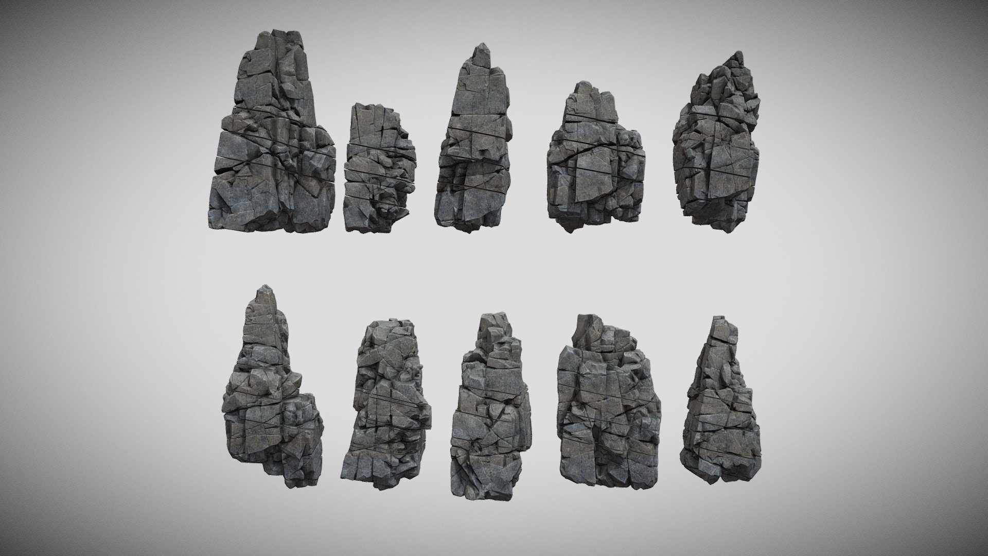 Low poly Gray Cliff Modular Rock 220101 3d model