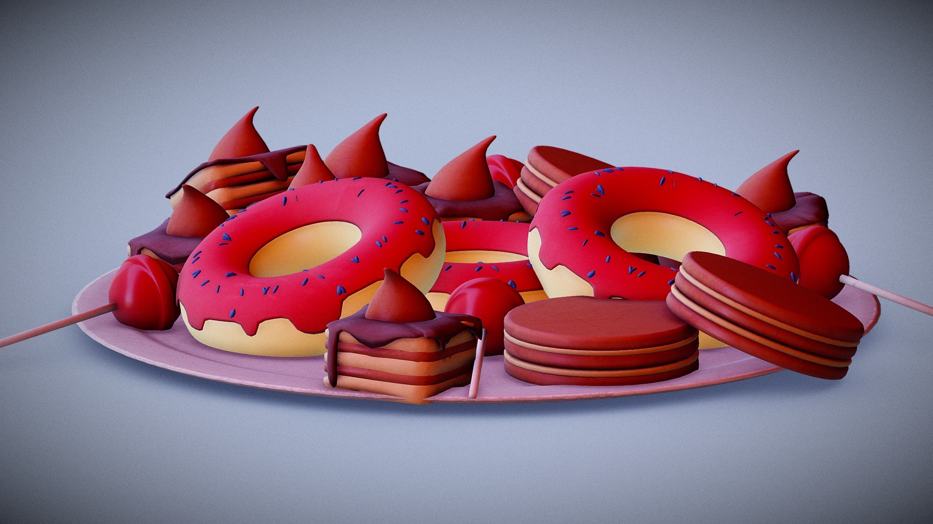 Stylized Donuts and Sweets 3d model