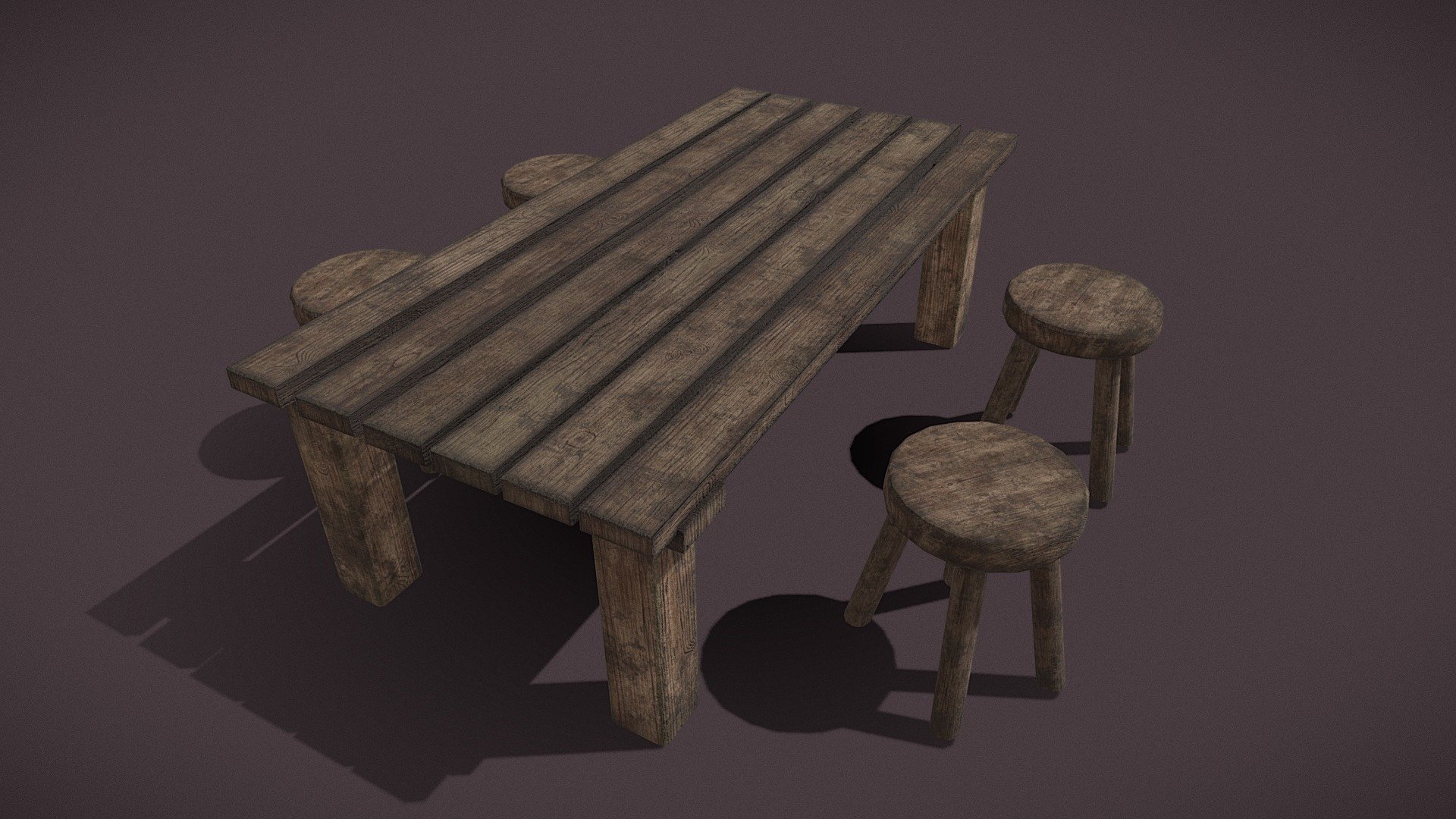 Table And Stools 3d model