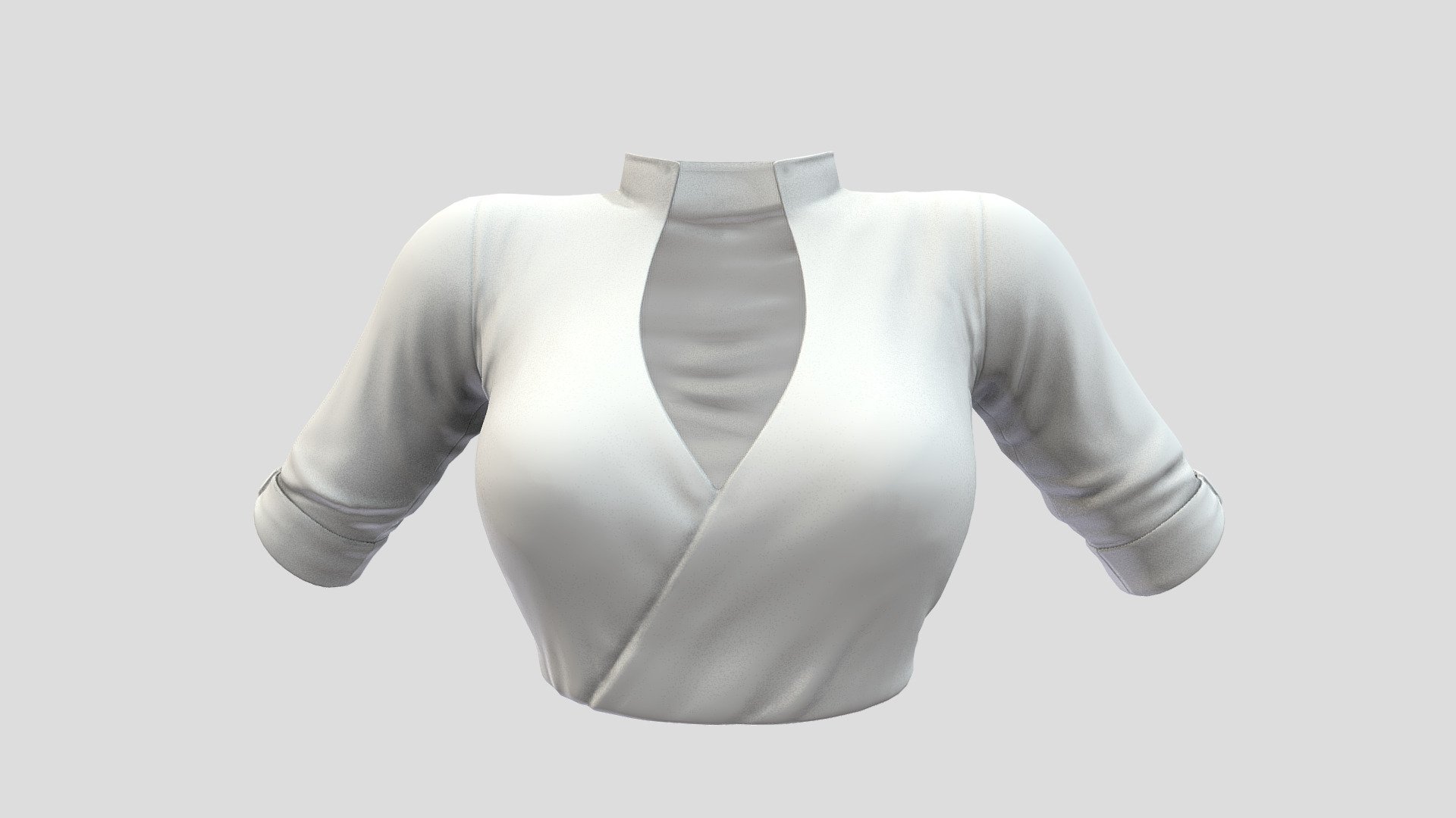 Female Tucked In Wrapped White Shirt 3d model