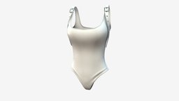 Female Shoulder Belt Straps White Bodysuit