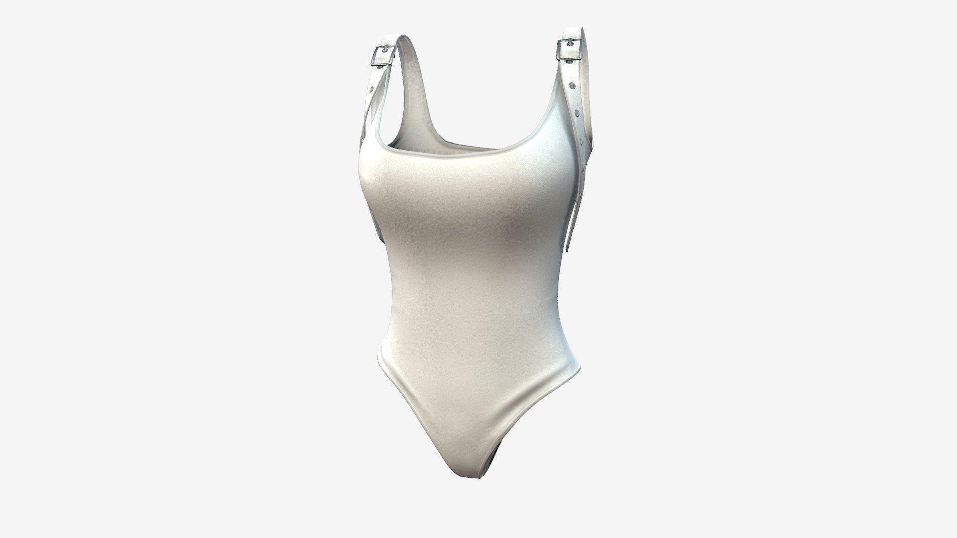 Female Shoulder Belt Straps White Bodysuit 3d model