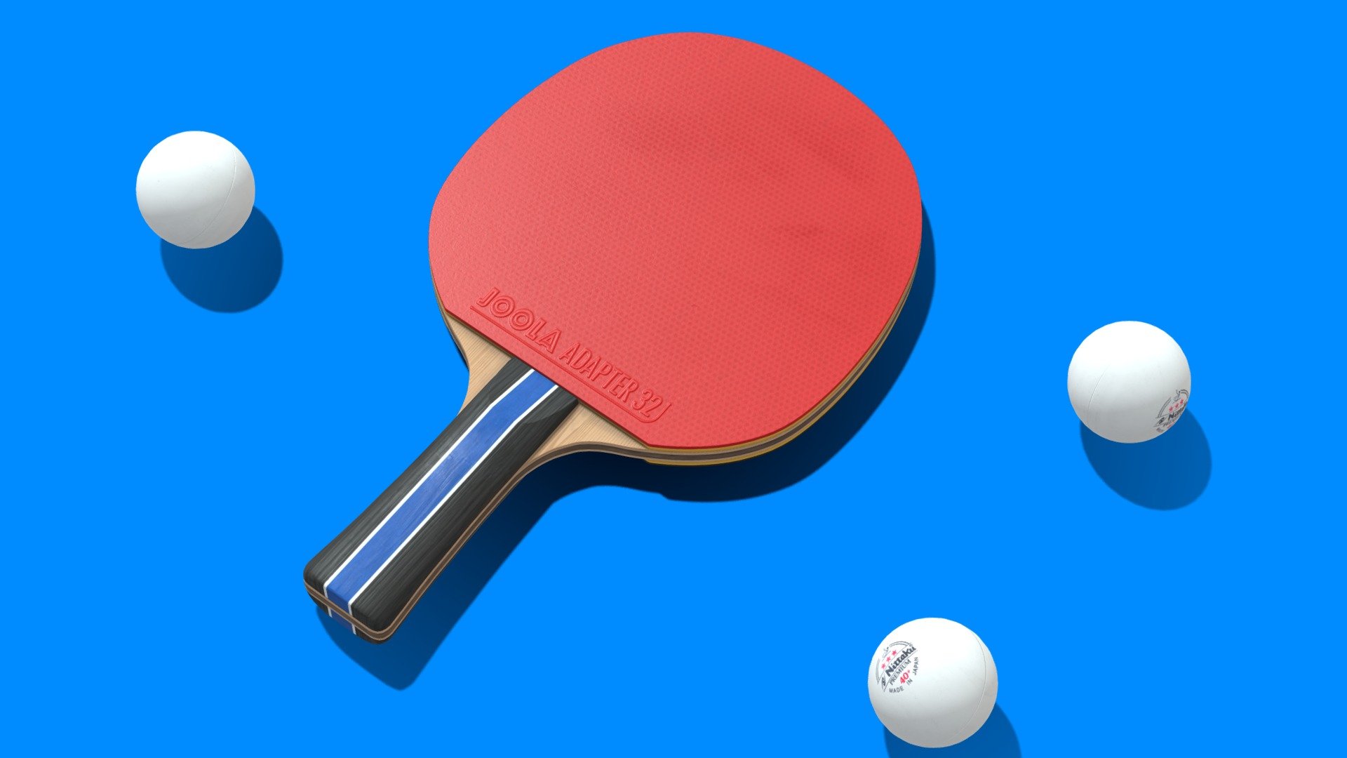 Ping Pong Paddle and Ball 3d model