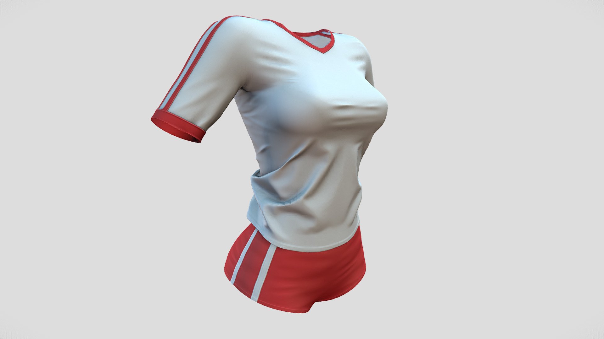 Female Sport Jersey Top And Shorts 3d model