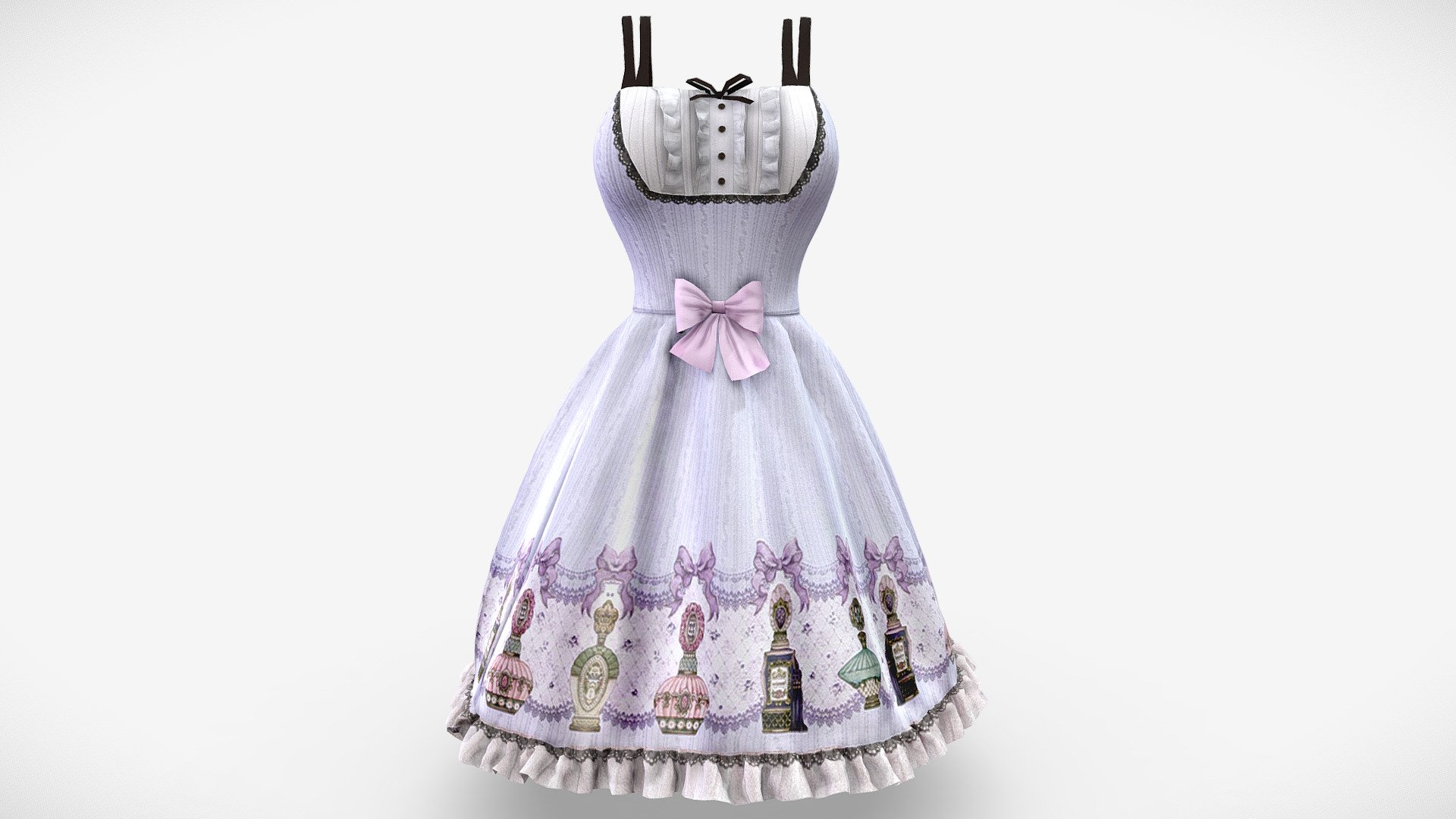 Female Lolita Doll Dress 3d model