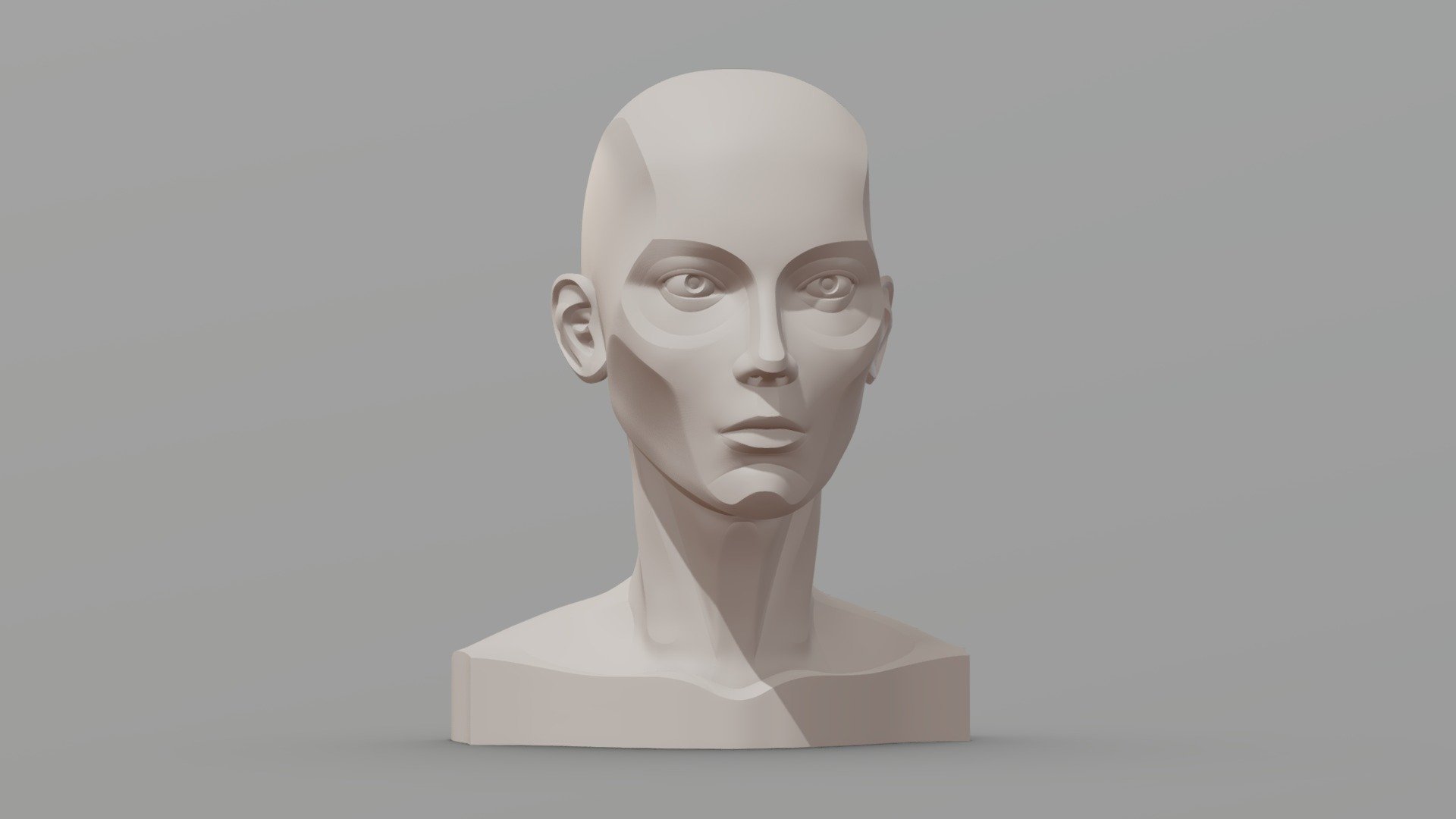 Female Planar Sculpted Head Drawing Reference 3d model