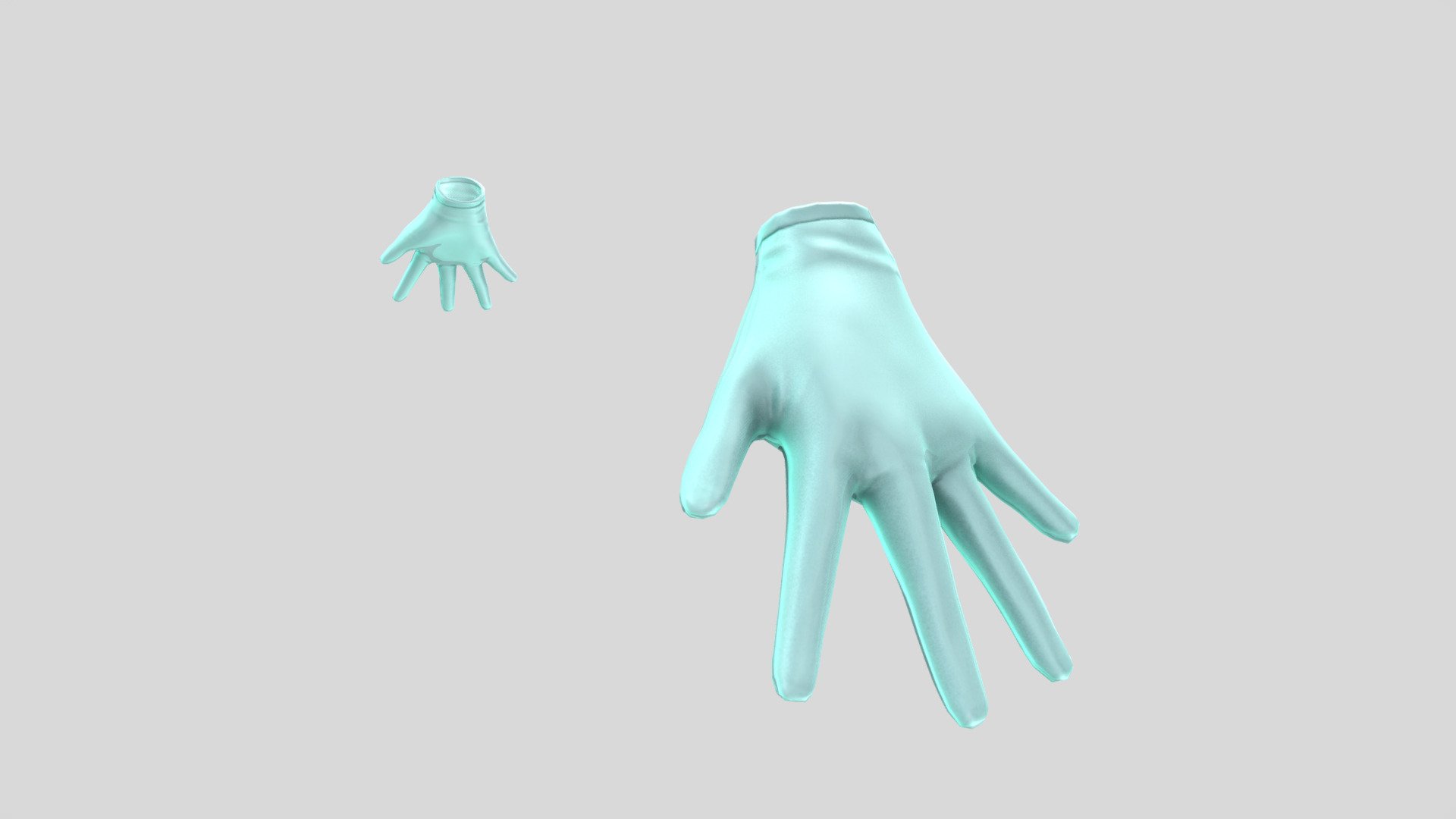 Female Green Dress Up Gloves 3d model