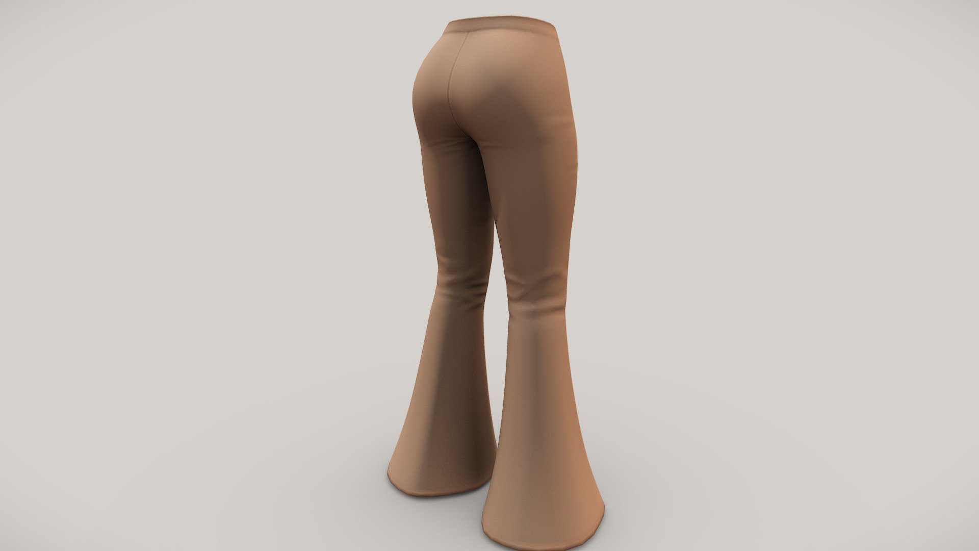 Female Bell Bottom Brown Retro Pants 3d model