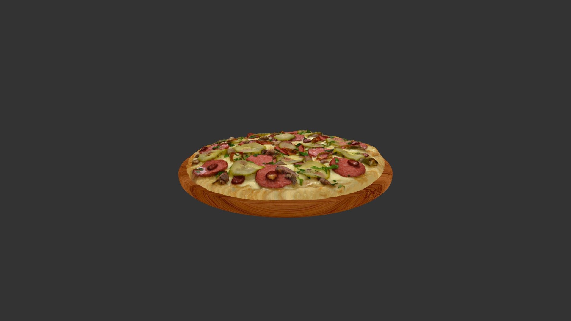 Sausage Cucumber Pizza 3d model