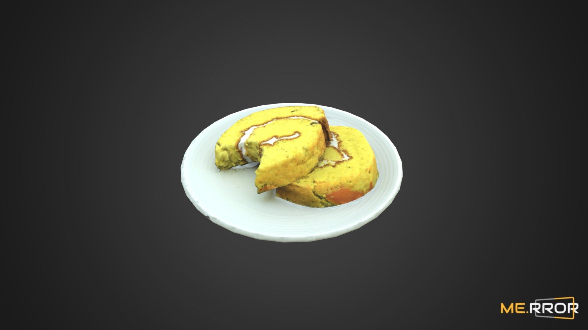 [Game-Ready] Sweet Pumpkin Roll Cake with Bite 3d model