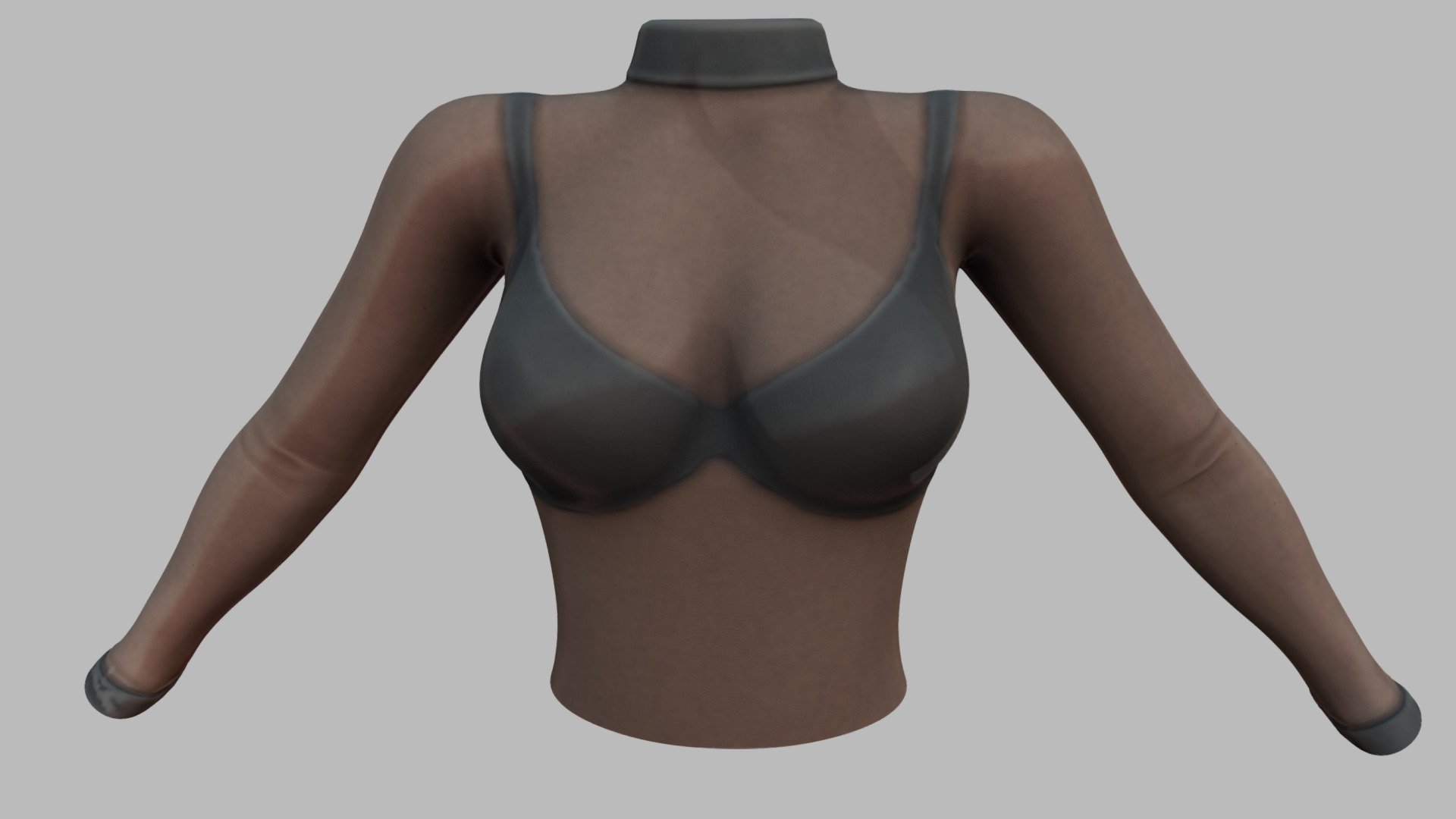 Female See-through Effect Tulle Top 3d model