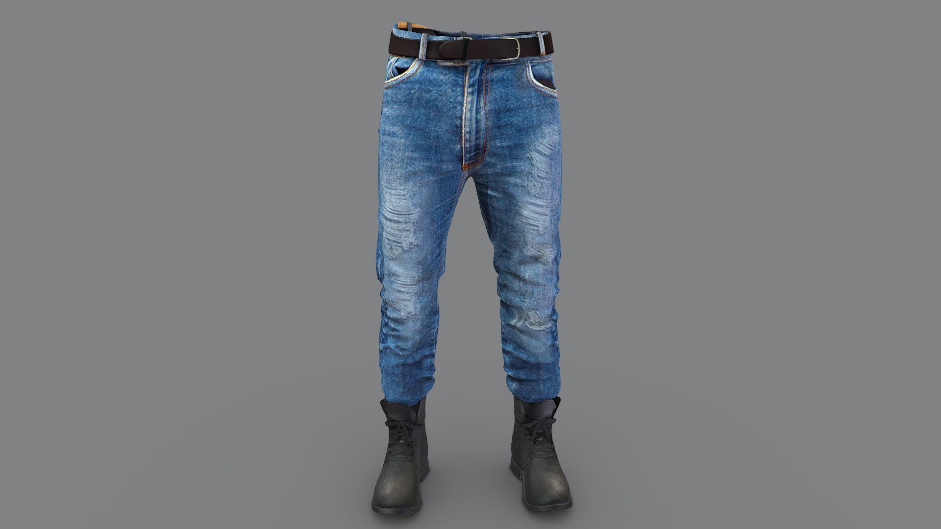 Mens Drop Waist Jeans And Boots 3d model