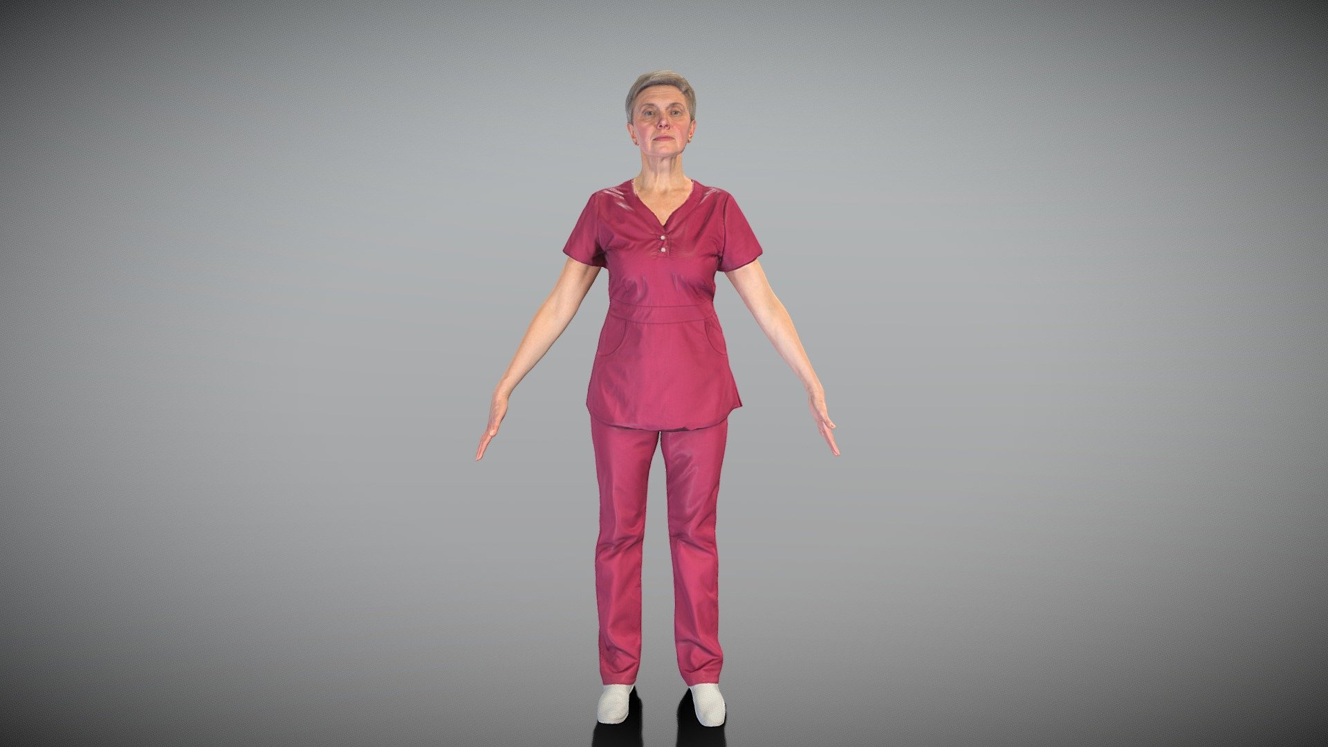 Nurse in pink uniform ready for animation 447 3d model