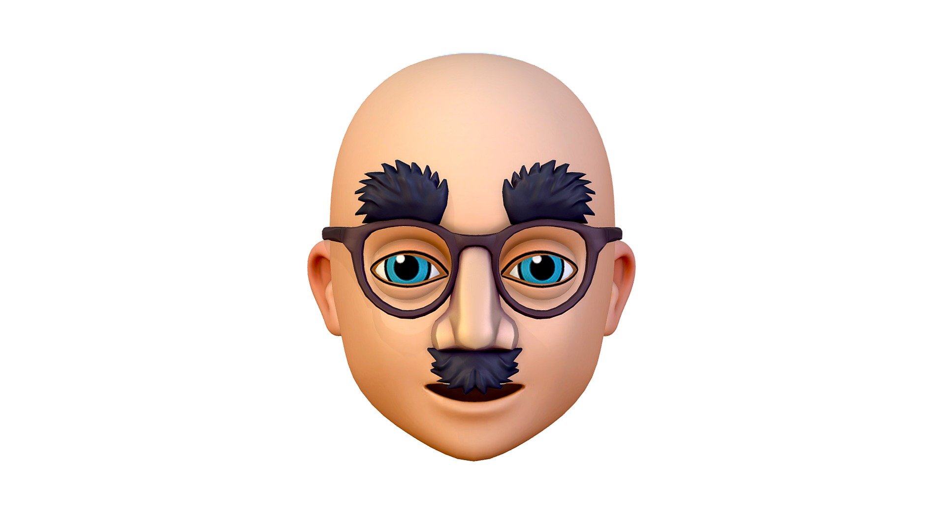 Clown Glasses for Young Man Boy Bald Head 3d model