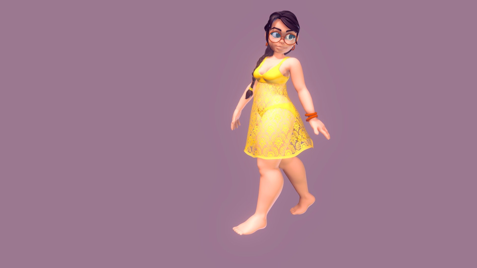 Yellow Dress 3d model