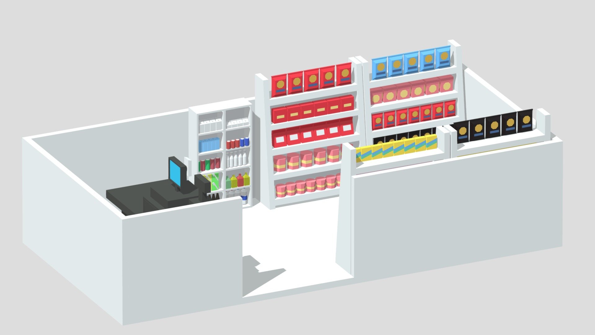 Cartoon LowPoly Supermarket Collection 3d model