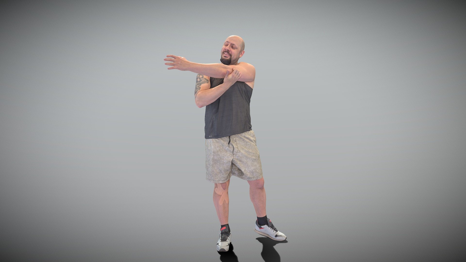 Bald man working out 433 3d model