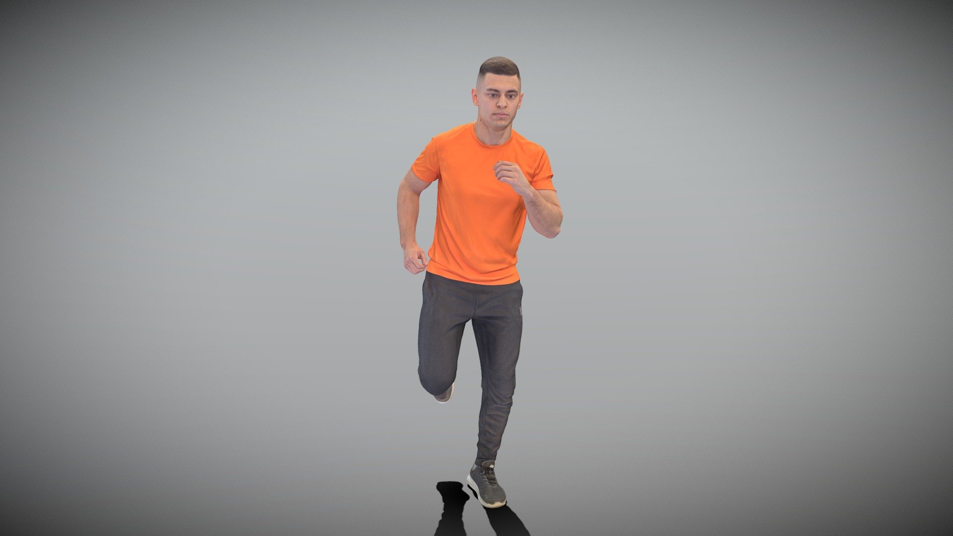 Man in orange t-shirt running 435 3d model