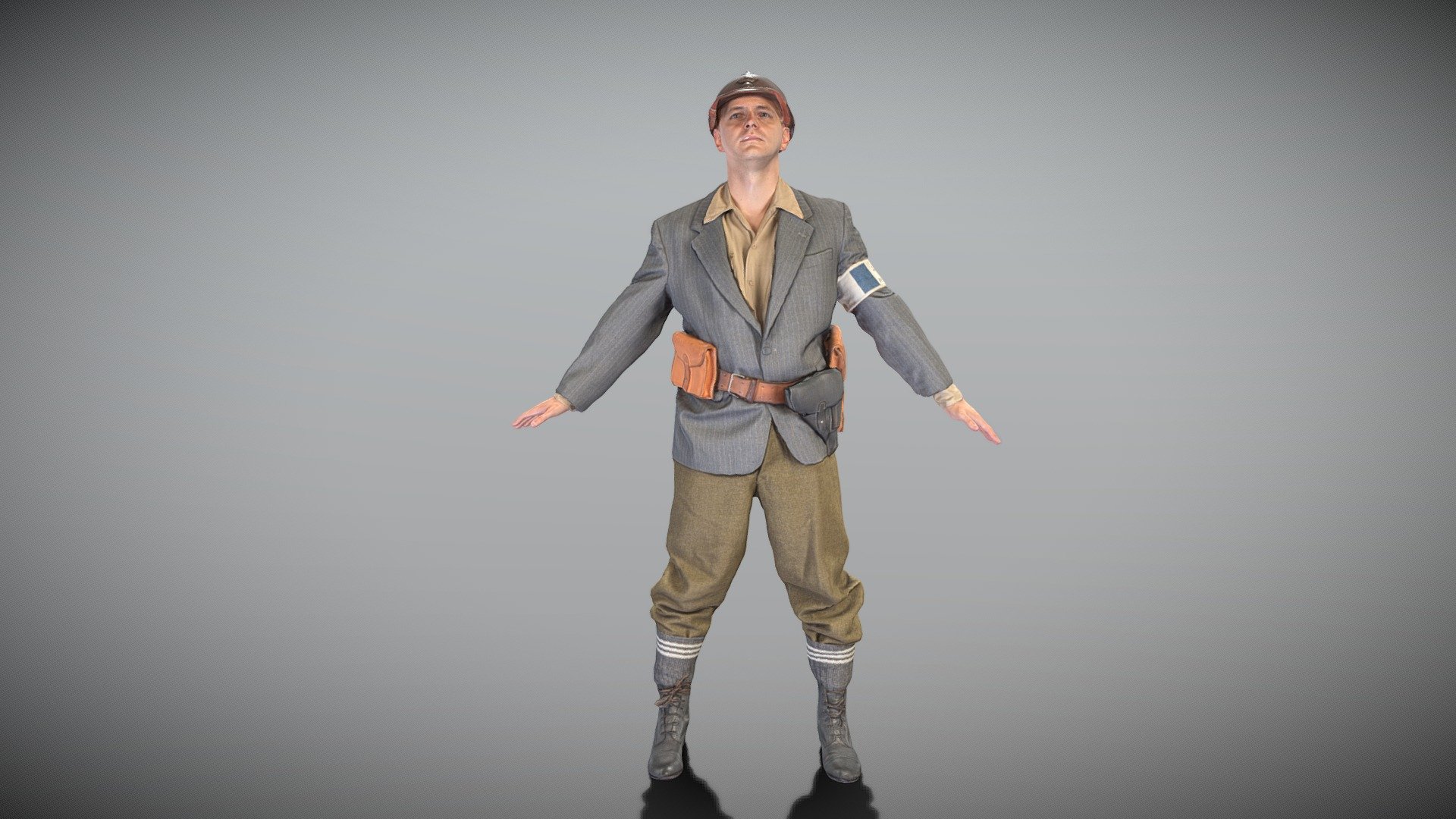 French soldier from WW2 ready for animation 425 3d model