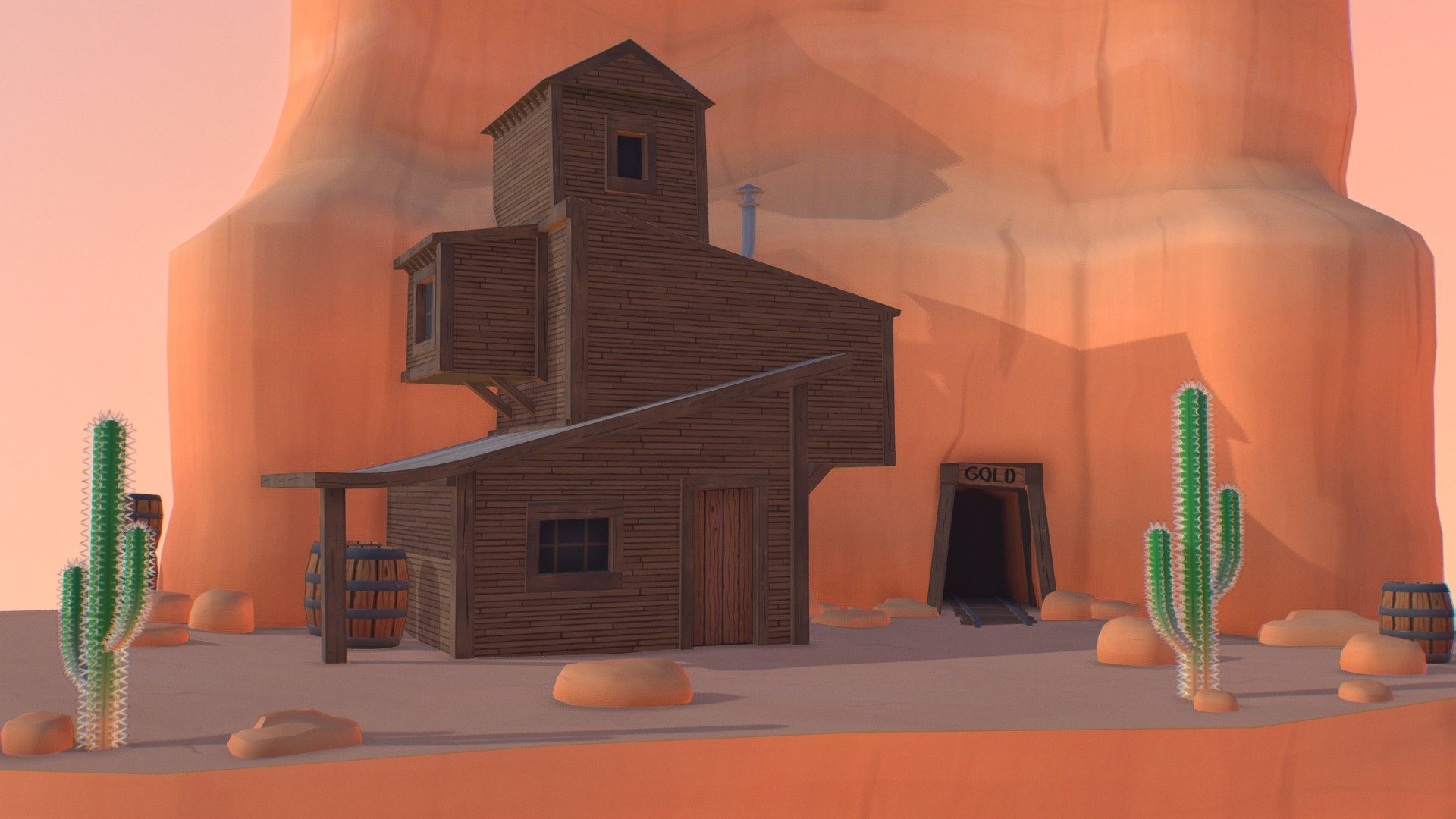 Gold miners home 3d model