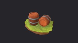 Wooden Barrels Scene