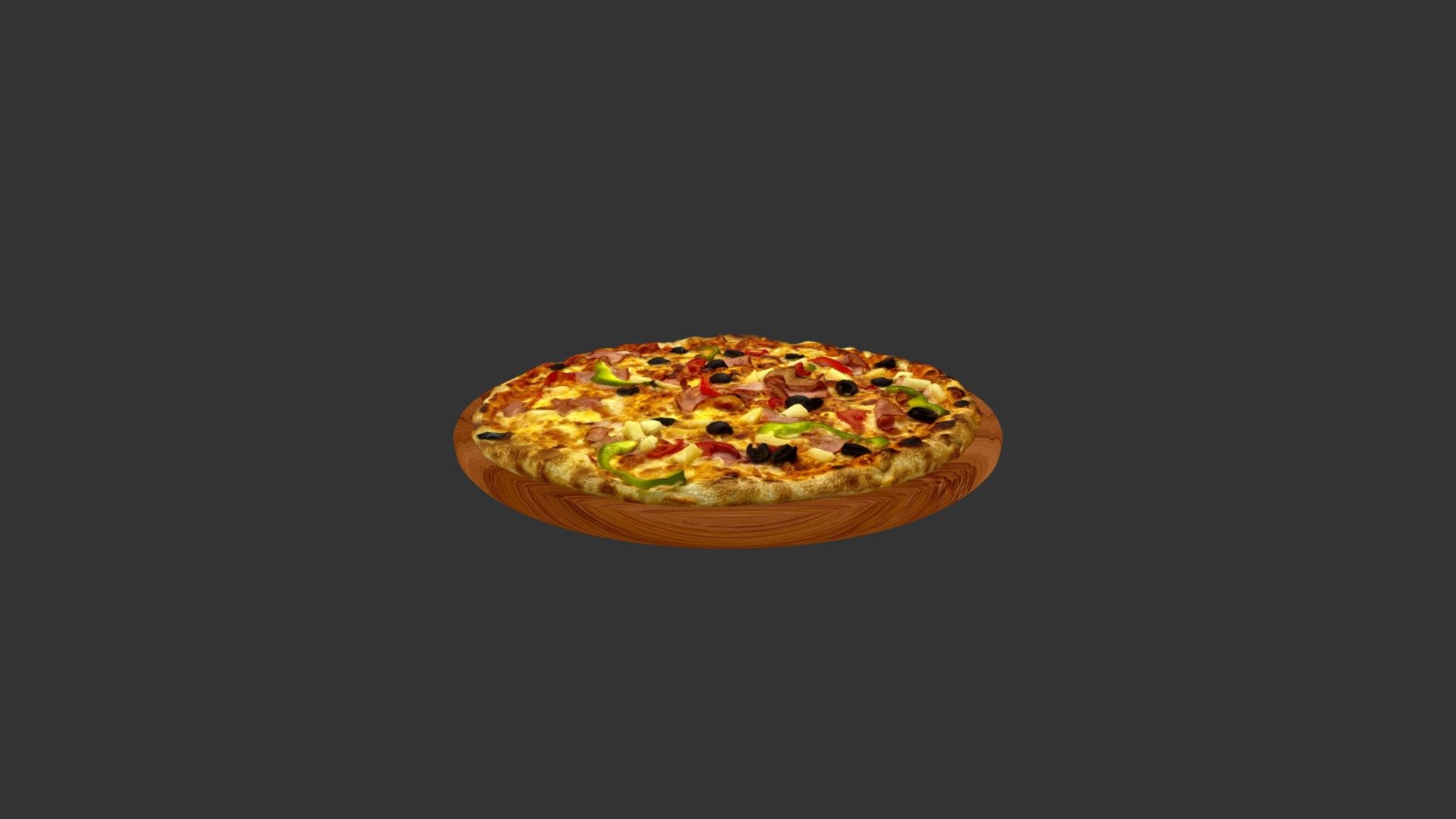 Oliv Pepper Meat Tomato Pizza 3d model