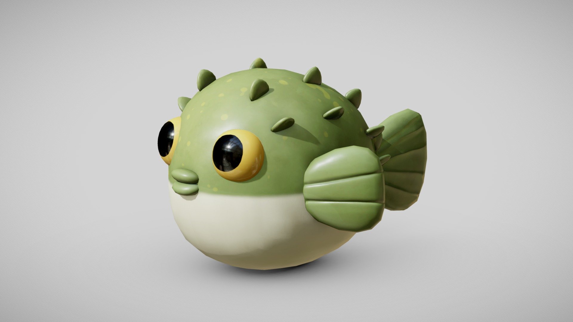 cute puffer fish 3d model