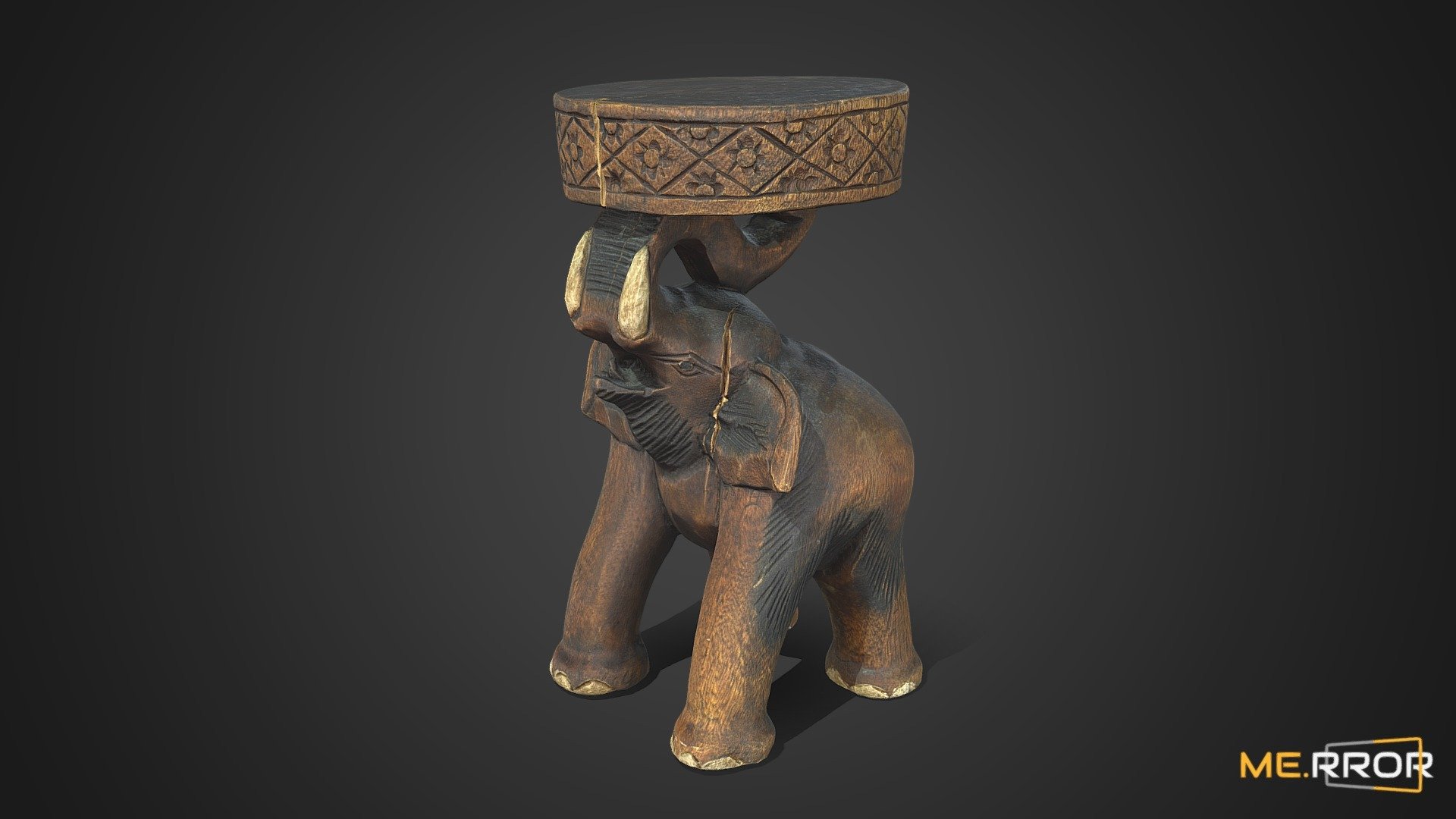 [Game-Ready] Wooden Elephant Side Table 3d model