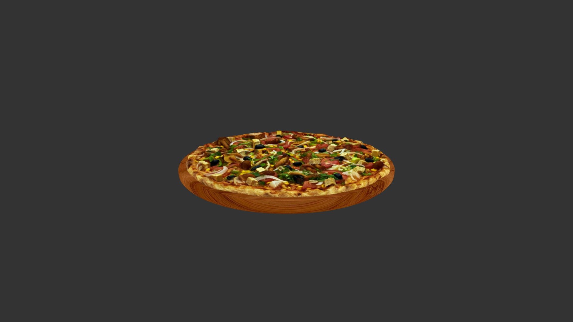 Mix Mushrooms Pepper Cheese Pizza 3d model