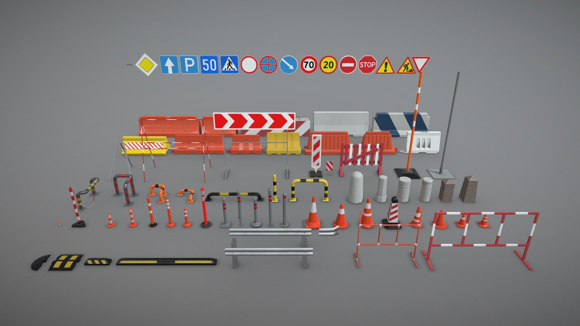 Game_Ready_Road_Props 3d model