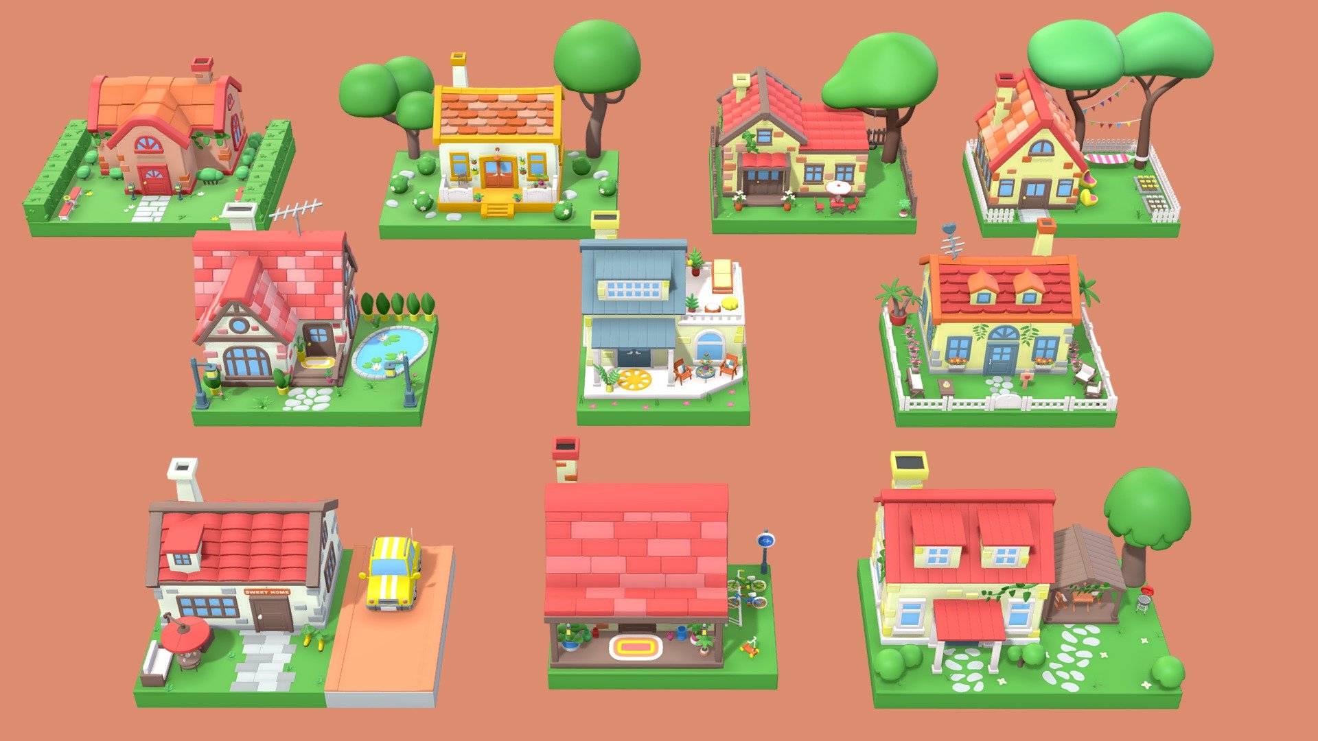 Cartoon Town Islands / Exteriors 2 3d model