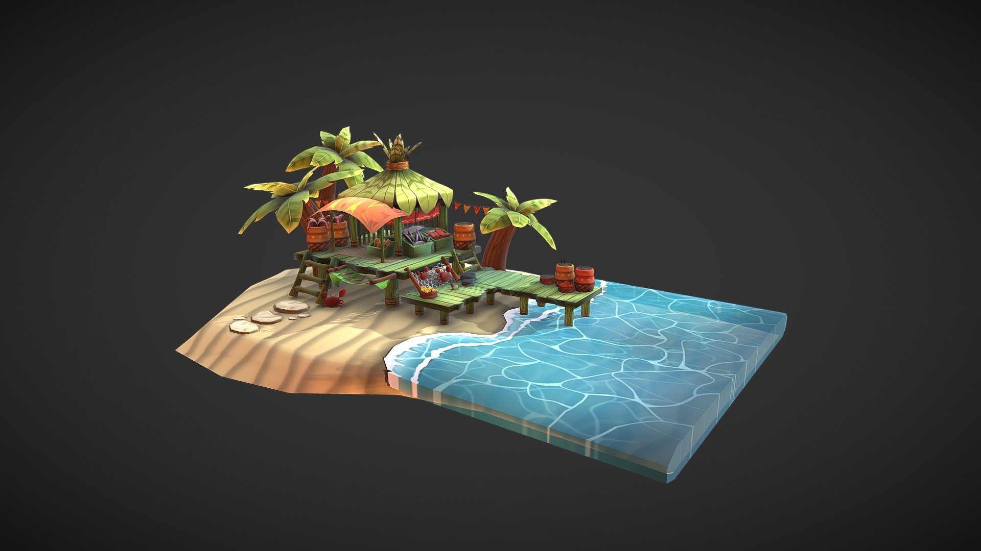 Shop on the beach 3d model