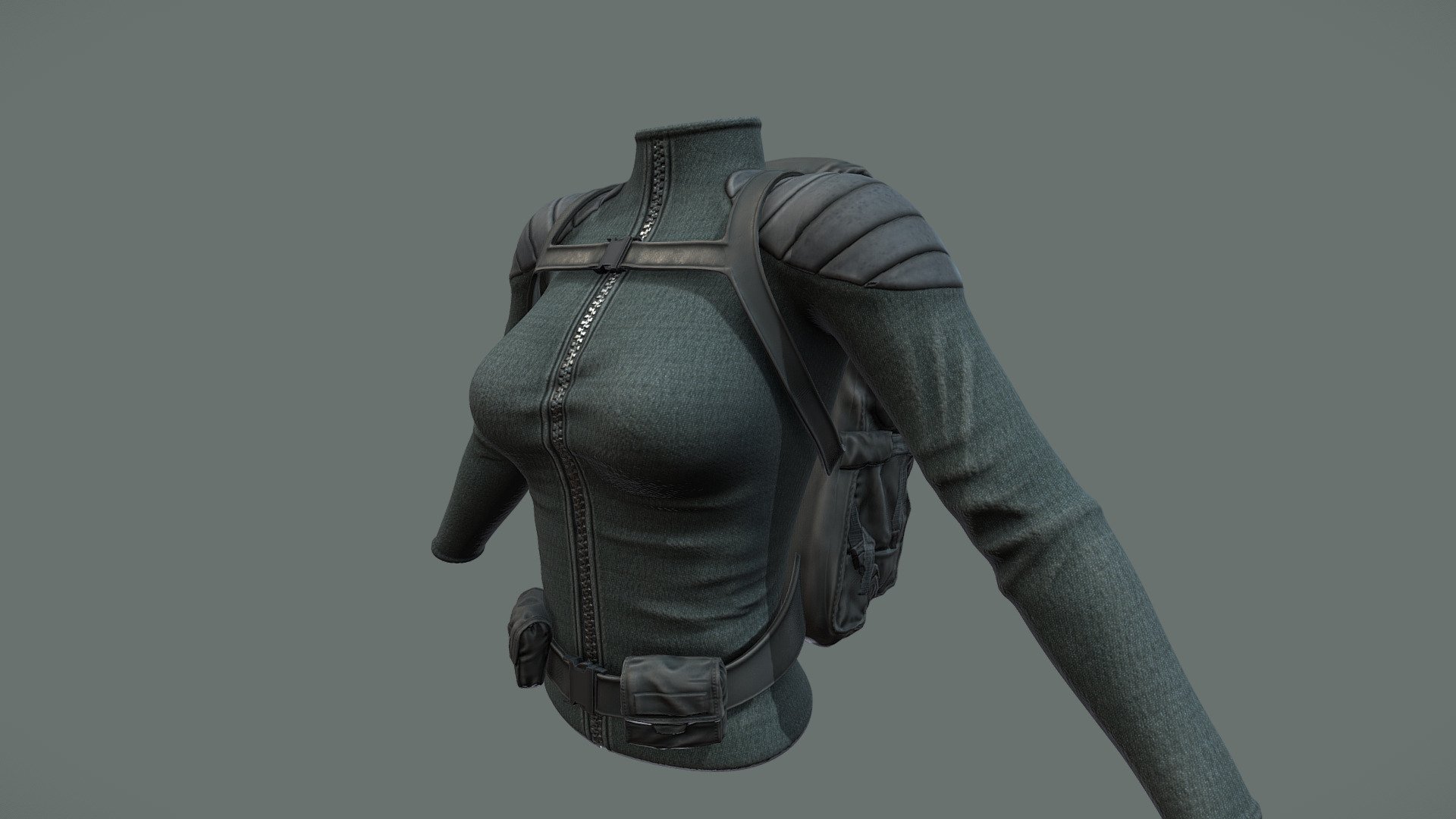 Female Survival Combat Top With Backpack 3d model