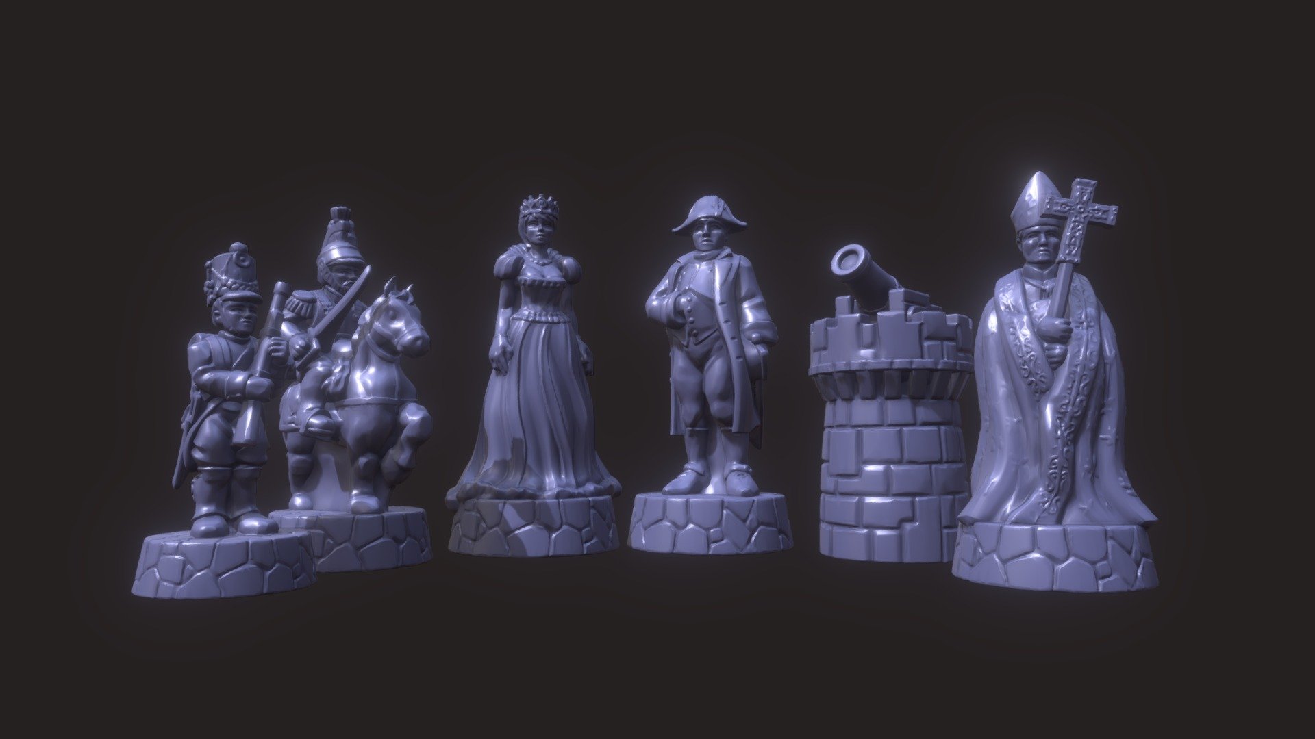 Chess set of  France 3d model