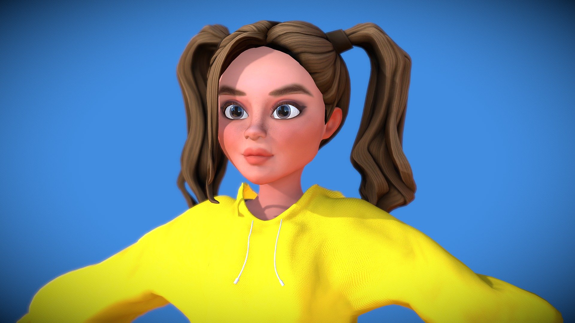 Stylized Cartoon Game Girl Character (Rigged) 3d model