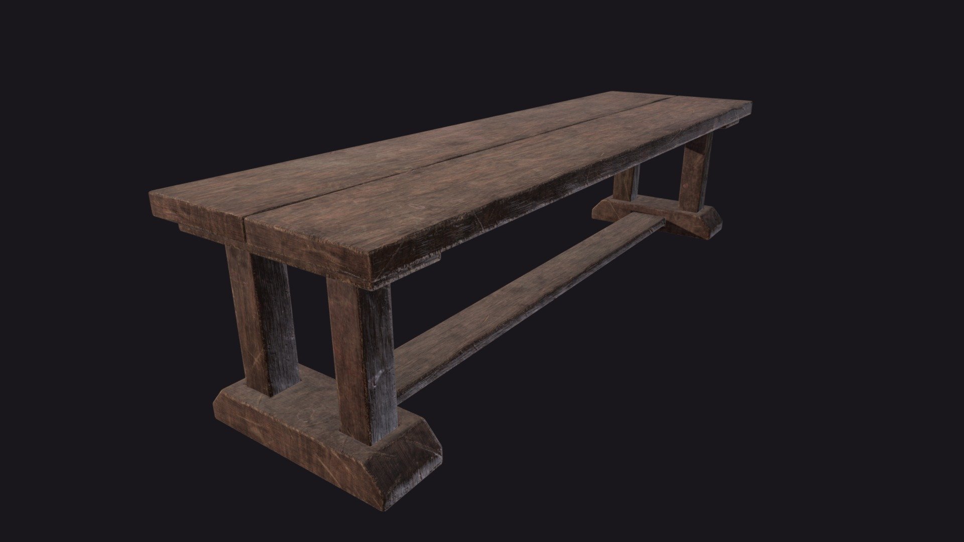 Medieval Realistic Style Wooden Table 3d model