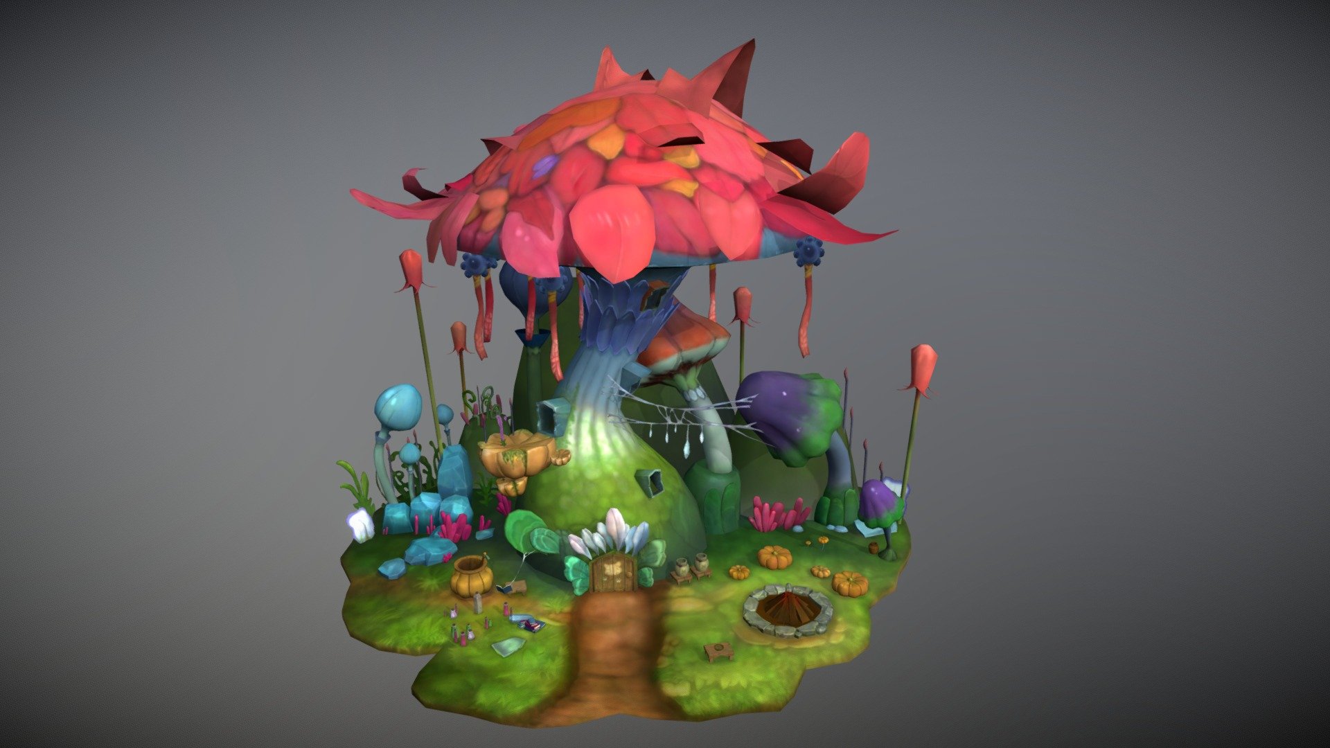 mushroom house 3d model