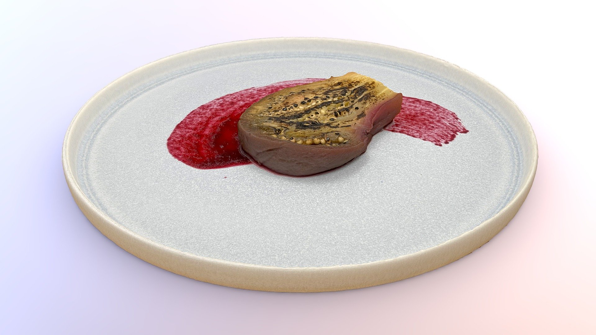 Aubergine steak with lemongrass plums 3d model