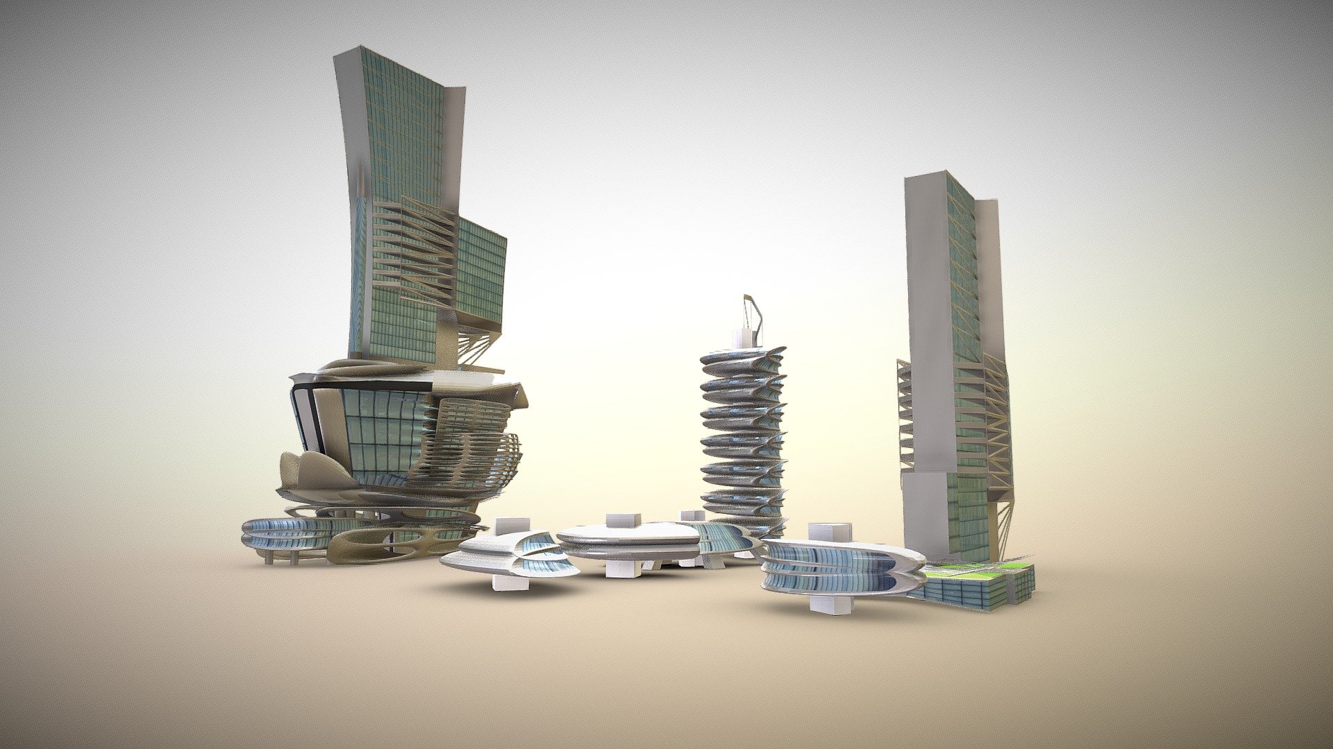 Futuristic Building Props 3d model