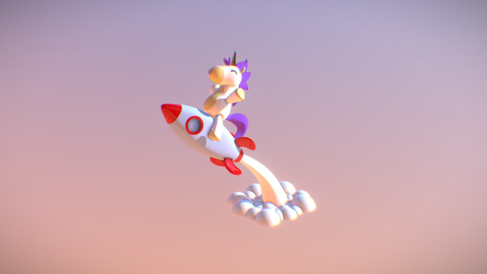 Unicorn Rocket Toylisto 3d model