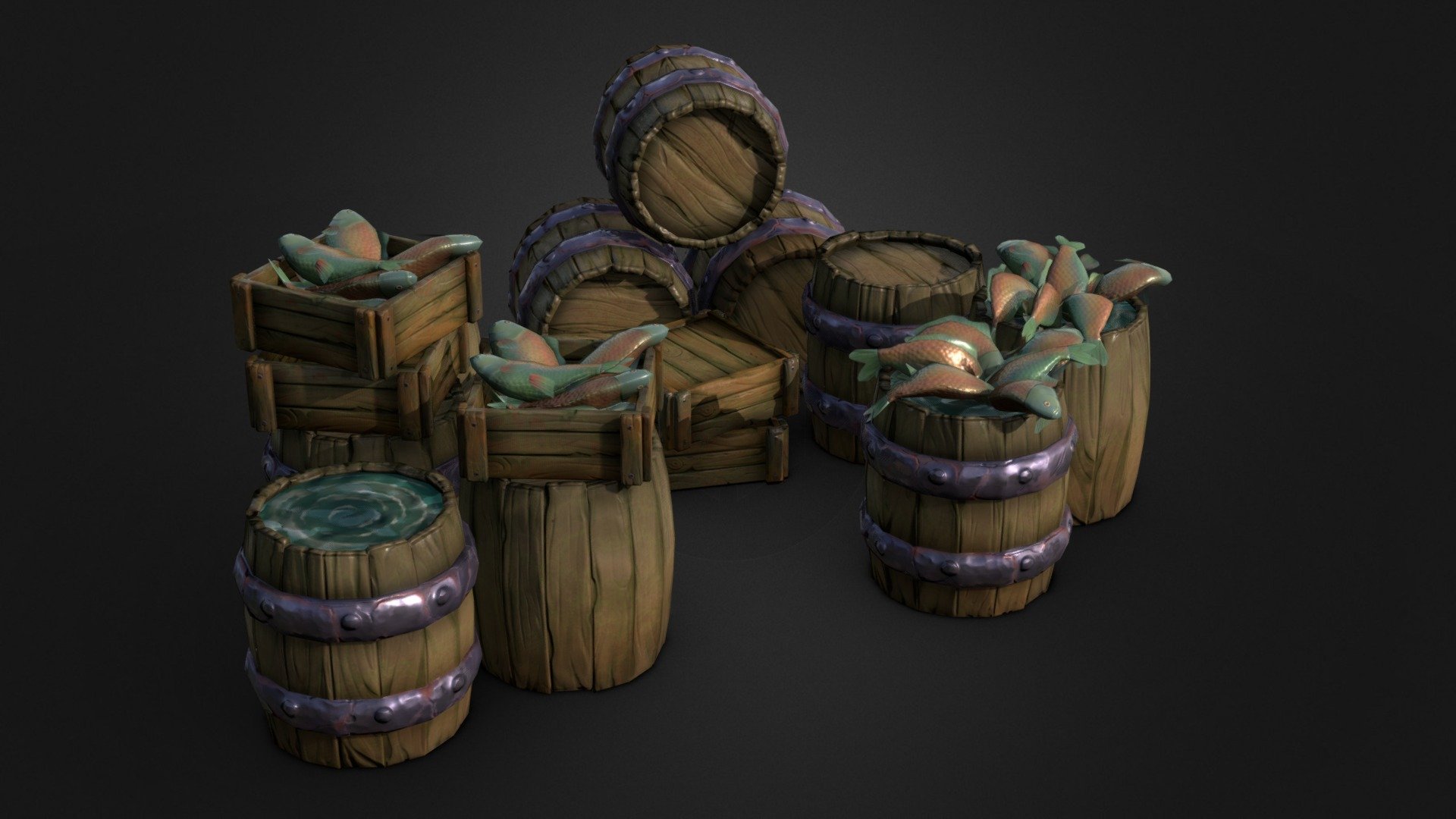 Fisherman Props scene 3d model